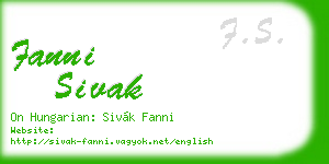 fanni sivak business card